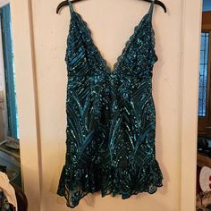 New With Tags, But Has A Broken Zipper; Metallic Teal Sequined Dress. There Is No Stretch And It Runs Small. The Straps Are Adjustable As Well. Best Fits Xs To S, Petite Height Under 5"4'. Size Uk10, Us6 Similar To Windsor, Lulus, Forever 21, 12th Tribe Perfect For A Date Night Or Drinks With Friends Blue Lined Mini Dress For Party, Blue Ruffled Mini Dress For Party Season, Lined V-neck Mini Dress For Party, Party V-neck Lined Mini Dress, Blue Ruffled Dress For Party Season, Blue Ruffled Mini Dress For Homecoming, Lined V-neck Mini Evening Dress, Teal Windsor Dress, Teal Sequin Dress