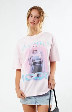 PacSun exclusive! Rock the ultimate rockstar vibe with the Paris Hilton Bubble Oversized T-Shirt. With short sleeves, dropped shoulders, and a crew neckline, this tee takes your look to the next level. The bold Paris Hilton Infinite Icon graphics on the front and back make it a must-have, all in an easygoing oversized fit that's perfect for everyday wear.Solid color teeCrew necklineShort sleevesDropped shouldersParis Hilton graphicsOversized fit100% cottonMachine washableModel is wearing a size smallFemale Model measurements: 5’9” height, 32” bust, 23” waist, 34.5” hipsMale Model Measurements: 6'2 Height, 30" Waist, 32" Inseam PacSun Womens Paris Hilton Bubble Oversized T-Shirt - Pink size Small Cool Short Sleeve T-shirt With Graphic Print, Trendy Boxy Fit T-shirt For Summer, 90s Inspired Logo Print Summer T-shirt, 90s Inspired Graphic Print T-shirt For Summer, 90s Inspired Short Sleeve Screen Print T-shirt, Oversized Logo Print T-shirt For Summer, Edgy Screen Printed T-shirt For Summer, Edgy Summer Graphic T-shirt, Edgy Graphic Design T-shirt For Summer