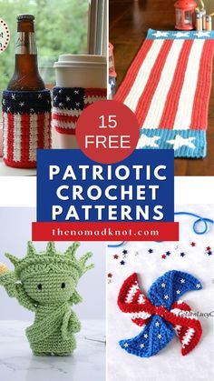 patriotic crochet patterns with text overlay