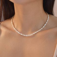 This Delicate Pearl Choker Necklace is suitable for any look adding an elegant touch. I love this piece for wedding occasions, brides or bridesmaids. set on 14k gold-filled findings, this delicate design makes it perfect for an effortless look and an ideal subtle complement on your wedding day💕 SOLD ONE NECKLACE ITEM DETAILS: Water Resistant - Tarnish-free - Skin Friendly Materials: 14k Gold filled  Rice Freshwater Pearls Length 14 inches and 16 inches plus 2 inches of adjustable extender chain Choker Pearl Necklace, Necklace For Wedding, Letter Bead Bracelets, Choker Pearl, Bridal Pearl Necklace, Pearl Choker Necklace, Gold Piece, Initial Bracelet, Necklace Beaded