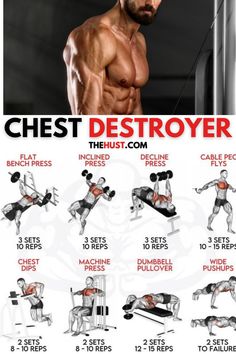 the chest workout chart shows how to do it