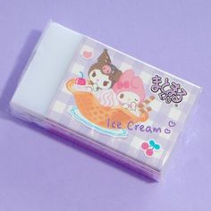 an ice cream box on a purple surface