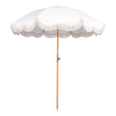 an umbrella with fringes is shown on a white background