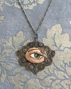 LOVER'S EYE Jewelry, Pendant - original painting by Tina Tarnoff, vintage pendant Silhouette Jewelry, Lovers Eyes, Love Token, Filigree Pendant, Beautiful Gift Wrapping, Secret Love, Vintage Pendant, Jewelry Pendant, Eye Jewelry