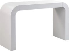 a white table with an arch design on the top and bottom, against a white background