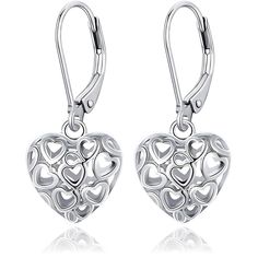 PRICES MAY VARY. Heart Earrings for Women: Very delicate silver heart earrings, Leverback Earrings, Suitable for everyday wear. This pair of Heart earrings is hollow heart shape design. treat yourself or someone special with these vintage and cute earrings. High Quality Material: These vintage Earrings are made of 925 sterling silver hook (Lever back Earrings). The mandala flower pendants are made of brass and white gold plated finishing, Which are Environmental Protection Metals, Nickle free, H Silver Heart Earrings, Mandala Flower, Hollow Heart, Heart Dangle Earrings, Leverback Earrings, Boho Vintage, Small Heart, Floral Earrings, Environmental Protection