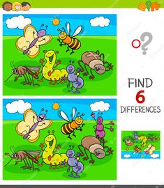 cartoon insects find the differences between them