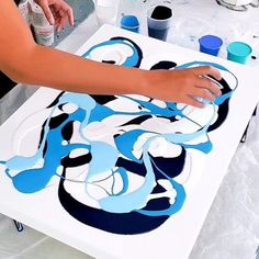 Molly Leach (Molly's Artistry) | Puddles of delicious ocean blues! | Instagram Horizontal Abstract Painting, Florida Artist, Abstract Waves, What Is Your Favorite, Still Working, Color Combo, Acrylic Pouring