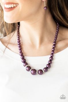 Party Pearls - Purple - Bling With Crystal Purple Necklaces, Sparkle Fashion, Paparazzi Party, Purple Necklace, Purple Pearl, Fashion Influencer, Box Accessories, Glam Style, Paparazzi Accessories