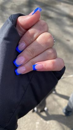 White Tips, Art Enthusiast, Broken Nails, Blue Acrylic Nails, French Tip Acrylic Nails, Acrylic Nails Designs