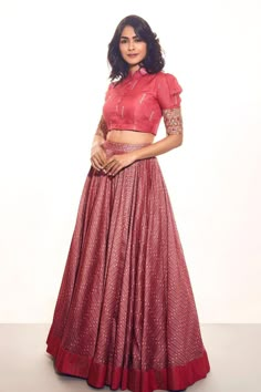 High Neck Crop Top Lehenga, Crop Top From Saree, Gagra Choli Fashion Crop Tops, Crop Top Designs For Long Skirt, Traditional Skirt And Top, Floral Print Lehenga, Long Skirt Top Designs, Punit Balana, Print Lehenga