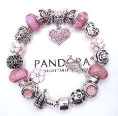 #ad Find ideas and inspiration for PANDORA SILVER CHARM BRACELET WITH PINK LOVE EUROPEAN CHARMS & BOX!, Fashion Jewelry Watches Pandora Bracelet Charms Ideas, Girly Bracelets, Pandora Bracelet Designs, Pandora Bracelet Silver, Crystal Bead Jewelry, Bracelet Pandora, Tattoo Bracelet, Jewelry Accessories Ideas, Bracelet Charms