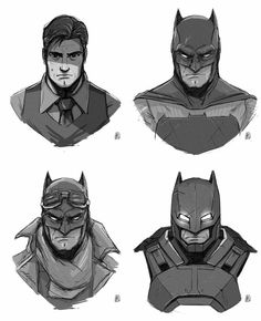 four different angles of batman's head and shoulders, each with the same mask