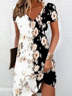 Casual Summer Floral V Neck Mini Dress for Women V Neck Summer Dress, V Neck Mini Dress, Graduation Outfits, Summer Concert, Outdoor Event, Mini Dresses For Women, Graduation Outfit, Floral Dress Summer, Summer Floral