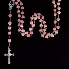 Pink Peach Heart Rosary Necklace The Rosaries For Women Virgin Cross Pendant Catholic Religious Jewelrybx28/3/#2 Rosary Inspired Necklaces, Beeded Cross Necklace, Cross Necklace Victorian, Skull Rosary Necklace, Cute Love Heart, Rosary Prayer, White Love, Rosary Necklace, Heart Chain