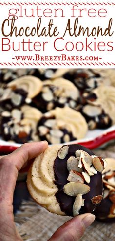 chocolate almond butter cookies on a plate