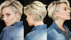 *** Voor de gene die graag wat meer lengte bovenop wilt houden! Wat een geweldig en elegant kapsel is dit he? Shaggy Pixie Curly Hair, Long Pixie Hairstyles, Haircut And Color, Short Hairstyle, Short Blonde, Eyes Makeup, Short Hair Styles Pixie