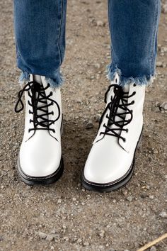 Super cute ankle boots with laces. Fit true to size. White Boots Women, Boots With Laces, Cute Ankle Boots, Walk By Faith, White Boots, Fashion Quotes, Boots Women, Living Life, Walking By