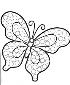 a coloring page with a butterfly on it's back and dots in the wings