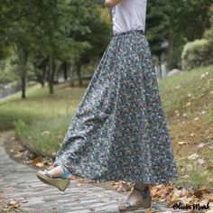 Olivia Mark - Cotton and Linen Elastic Waist Midi Skirt with A-line Hem and High Waist Skirt With Elastic Waistband, Types Of Skirts, A Line Skirt, Skirt Length, A Line Skirts, Cotton Linen, Midi Skirt, Elastic Waist, High Waist