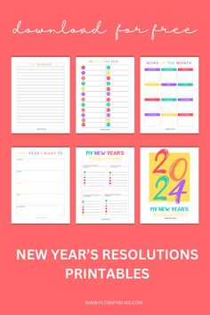 the new year's resolution printables are available for purchase on this page