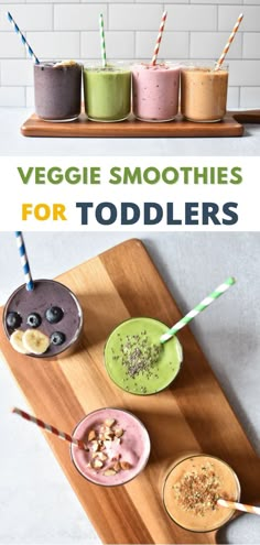 smoothie smoothies for toddlers with text overlay that reads veggie smoothies for toddlers