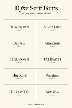 the different font styles for each type of font