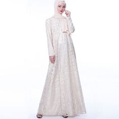 This Dress is fashionable for every occasion. the dress is made-to-order by professional tailors. You can choose from 50 colors, Regular sizes 2 to 16 and plus sizes 14w to 26W. Custom size is also available. Cream Abaya For Wedding And Eid, Cream Abaya For Wedding On Eid, Elegant Long Maxi Dress For Eid, Elegant Long Dress Abaya For Eid, Modest Dress For Eid, Modest Formal Maxi Dress For Eid, White Evening Abaya For Eid, White Abaya For Evening Eid Festival, Elegant Long Maxi Dress With Modesty Panel