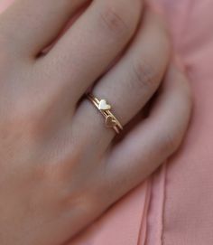 "REAL 14k gold ! ❤️ \"LOVE is in the air!\" Delicate 14k GOLD tiny heat ring full of love, so you can keep it close to your hear! This dainty ring is perfect to wear it alone or stacking it with other rings to get a total look. ❀ ➤Features: ♦ Metal: 14k SOLID GOLD (Rose or Yellow) ♦ Bandwidth: 1 mm/ 18 gauge ♦ Heart Size : 4 mm ➤ PACKAGING Item will arrive in pretty gift packaging. If you are purchasing it as a gift please feel free to add a personal note. ➤ 100% HAND MADE - Each item is handcra Ring In Hand, Hand Rings Gold, Gold Ring Heart, New Gold Ring Designs For Women, Pretty Jewellery Rings, Gold Ring For Women, Heart Rings, Gold Ring Design For Women, Geek Engagement Rings