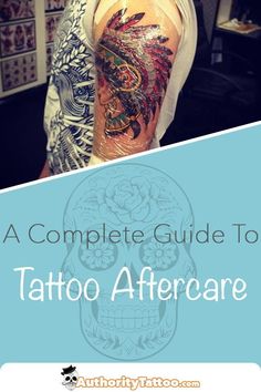 a complete guide to tattoo aftercare on the back of a man's shoulder