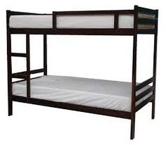 a bunk bed with white sheets and no mattresses is shown against a white background