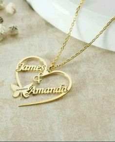 Couple Name Locket Design Gold, Name Pendent Designs, Name Locket Design, Barista Outfits, Kids Gold Jewelry, Names Necklace, Initial Heart Necklace