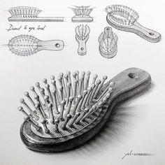 a drawing of a brush and its attachments