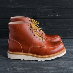 "#IndianMocToe by WolfAndBeard - Handmade Moc Toe Leather Boots, Classic Mens Lace Up Boots, Heritage Rugged Work Boots. Upper material: \"Crazy Horse\" Leather (Full grain cowhide leather treated by applying a special type of wax). Lining material: Genuine leather. Insole: Damping Latex + Genuine Leather (extra comfort to your feet) Midsole: Vegetable-tanned leather. Outsole: Vibram® Morflex. Season: spring-summer-autumn-winter. Available Sizes: 40-44  Please pay attention to the shoes sizes and maximum length of the foot. 40 (26.3cm)(10.35in) 41 (27.1cm)(10.66in) 42 (27.8cm)(10.94in) 43 (28.5cm)(11.22in) 44 (29.2cm)(11.49in) (+Custom measurements) FITTING SHOE (Try-on shoe) If you are not ready to take a standard size, you can order a FITTING SHOE . After that, you can be sure that you h Mens Lace Up Boots, Shoe Last, Cool Outfits For Men, Mens Shoes Boots, Best Jeans, Custom Shoes, Vegetable Tanned Leather, Work Boots, Lace Up Boots