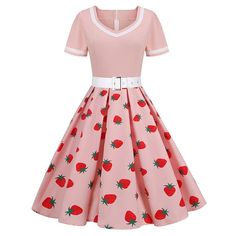 Vintage Dresses For Women Polka Dot Rockabilly Dress 1950s Strawberry Dress 1960s Audrey Hepburn Pin Up Dresses Product Details Size: Xx-Large Color: Pink Strawberry Brand: No Brand Mpn: 60466_lksmus Upc: Does Not Apply Ean: Does Not Apply * Department : Womens * Date First Available : April 26, 2023 Printing Skirt, Belted Floral Dress, 50s Pinup, Pattern Fruit, Strawberry Dress, Robes Vintage, Dress Tutu, Pink Summer Dress, Short Pattern