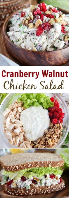 the cranberry walnut chicken salad is an easy and delicious side dish for lunch or dinner