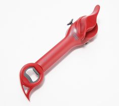 a red wrench on a white background with clippings to the side and an open end