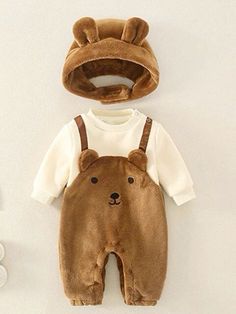 Brown Winter Onesie For Playtime, Bear Outfit, Baby Vans, Cartoon Bear, Baby Warmer, Baby Boy Or Girl, Bear Design, Bear Cartoon