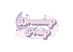 the logo for dreaming prettyy beauty, which is designed in pink and purple with stars