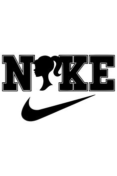 the nike logo is black and white with an image of a woman's head