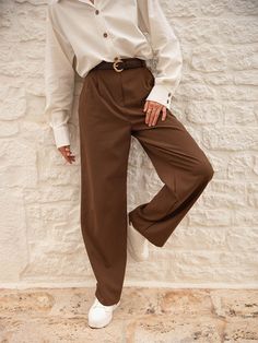 F00148548-102 How To Fold Pants, Iron Pants, Pocket Office, Backless Bathing Suits, Varsity Jacket Women, Women Street, Womens Cami, Brown Pants, Womens Tops Summer