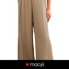 in stock High-waisted Solid Khaki Pants, Spring Khaki Wide Leg Full-length Pants, Khaki Stretch Wide Leg Pants, Fall Wide Leg Khaki Pants With Elastic Waistband, Khaki Wide Leg Pants With Elastic Waistband For Fall, Spring Stretch Khaki Pants, Versatile Full-length Beige Pants, Non-stretch Wide Leg Khaki Pants, Khaki Non-stretch Wide-leg Pants