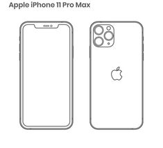 the iphone 11 pro max is shown in black and white, with an apple logo on it