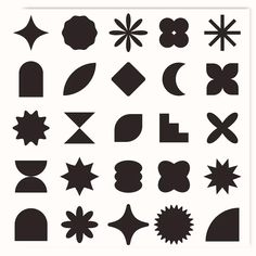 the silhouettes of different shapes and sizes are shown in black against a white background