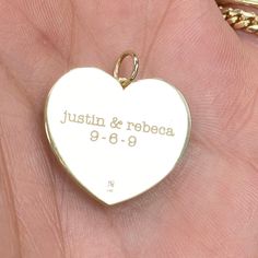 Great example of how we can easily customize the engraving for any personalized gift desired! And be sure to take advantage of the 10% off Valentine’s Day sale which is automatically applied upon checkout towards any minimum purchase of $250.00 💖💝💖 14k Gold Star Charm Round Pendant, Adjustable Gold-plated Heart Pendant Necklace, Valentine's Day Gold-plated Heart Charm Necklace, 14k Gold-filled Necklaces With Star Charm For Gifts, Compass Symbol, Gold-tone Heart Pendant Necklace For Valentine's Day, Italian Chain, Elongated Oval, Solid Gold Chains