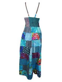 Womens Patchwork Maxi Dress, Cotton Handmade Boho, Handmade Blue Printed Long Dresses S/M: Floral Printed dresses are beautiful daydresses, earth friendly, dressy and chic for the barbecue dinner or a stroll on the beach. Summer time bohemian chic clothing can be dressed up in so many different ways, its your imagination unlimited!This patchwork cotton dress is a real stunner made of handprinted, fine cotton in gorgeous patchwork prints. It is a great, shape and looks very flattering when on!It Blue Patchwork Maxi Dress For Vacation, Blue Patchwork Dresses For Vacation, Blue Patchwork Maxi Dress For Summer, Bohemian Blue Patchwork Maxi Dress, Blue Sleeveless Hippie Maxi Dress, Blue Cotton Patchwork Dress, Blue Hippie Patchwork Dress, Blue Patchwork Hippie Dress, V-neck Lace Patchwork Maxi Dress For Beach