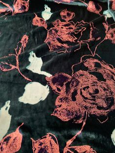 Heavenly and Rare Find Silk Devore Fabric in Midnight Blue with Pink Gold Roses. Perfect for evening attire.PLEASE ask questions before buying our fabric: the type of fabric you want to buy or the additional photos if needed. The material comes in continuous yardage if ordered more than one yard.  This fabric is from an exclusive limited quantity. Once sold out, we are unable to get more. ALL SALES ARE FINAL. WE DO NOT ACCEPT RETURNS, EXCHANGES, OR CANCELLATIONS AFTER THE FABRICS ARE CUT AND SHI Devore Fabric, Gold Roses, Italian Fabric, Evening Attire, Pink Gold, Midnight Blue, Pink And Gold, Or Rose, No Response