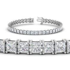 This diamond tennis bracelet is a bold day or evening style. Crafted in glistening metal, this inline design features shimmering 12 carat of princess cut diamonds. This 7-inch diamond bracelet secures with a box clasp  for a thoroughly dazzling look.  Princess cut stones of 12.30 Total Carat Weight with Clarity SI2 and Color G in a prong setting. Total Number of Stones:- 41 This 12 Carat Princess Cut Basket Tennis Bracelet can also be customized with your desired choice of valuable metals and gemstones as well. Free shipping within USA. 1 Year Manufacturing Warranty. 30 Days Return Policy with Lifetime Upgrade.  Direct manufacturing prices. If you don’t find your desired jewelry, please don’t hesitate to contact our in-house designer to make your desired jewelry Modern Baguette Cut Tennis Bracelet For Anniversary, Modern Diamond Cut Tennis Bracelet For Anniversary, Modern Diamond Tennis Bracelet For Formal Occasions, Luxury Diamond Tennis Bracelet With Channel Set, Diamond White Channel Set Tennis Bracelet For Anniversary, Diamond White Tennis Bracelet With Channel Set For Anniversary, Diamond White Channel Set Bracelet For Anniversary, Luxury Diamond Channel Set Tennis Bracelet, Diamond White Channel Set Diamond Bracelet For Wedding