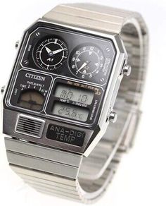 Retro Watches, Vintage Modern, Stainless Steel Band, Silver Man, Digital Watch, Cool Watches, Watch Design, Vintage Watches, Silver Watch