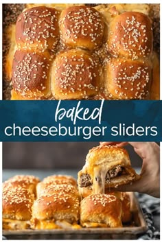 baked cheeseburger sliders on a baking sheet